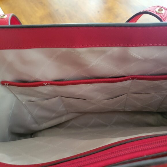 Michael Kors Red Saffiano Leather Tote - Picture 4 of 9